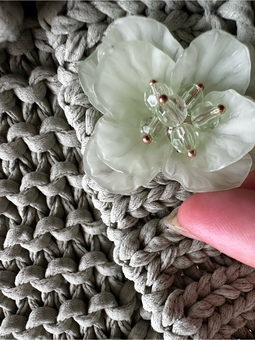Greige Cozy Cable Knit Cropped Cardigan Floral Button Sage Green Size M - Picture 6 of 15